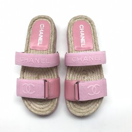 Шлепки Chanel розовые текстиль