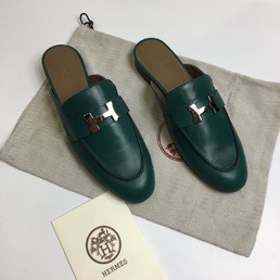 Женские зеленые мюли Hermes