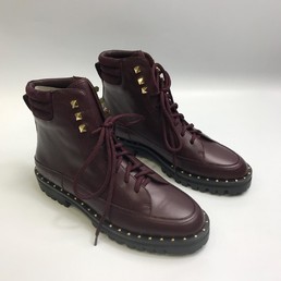 Бордовые ботинки Valentino Garavani кожаные