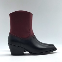 Ботинки женские Christian Dior L.A.бордовые с черным высокие