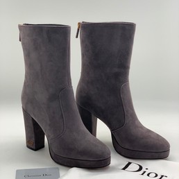 Замшевые сапоги Christian Dior D-Rise серые