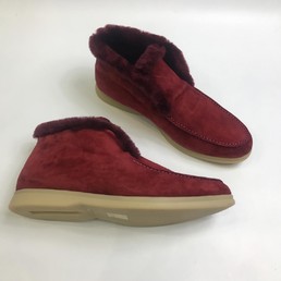 Замшевые ботинки Loro Piana с мехом бордовые