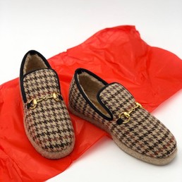 Лоферы текстильные с мехом Gucci Fria
