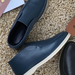 Мужские синие кожаные лоферы Loro Piana
