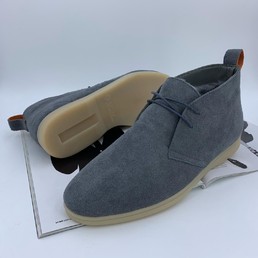 Замшевые голубые ботинки Loro Piana