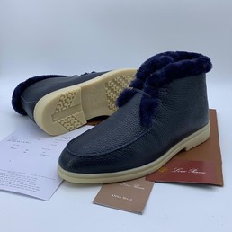 Синие кожаные ботинки Loro Piana