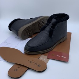 Черные кожаные ботинки Loro Piana
