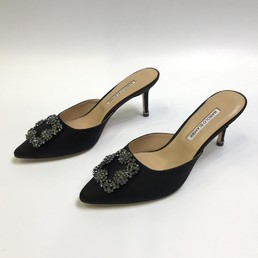 Мюли Manolo Blahnik черные бархат