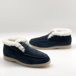 Зимние женские лоферы Loro Piana синие