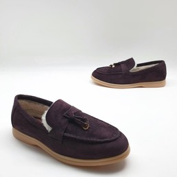 Женские замшевые лоферы Loro Piana темно-коричневые