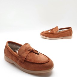 Женские замшевые лоферы Loro Piana коричневые