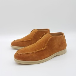 Замшевые женские лоферы Loro Piana светло-коричневые