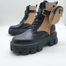 Женские зимние ботинки Prada бежевые