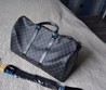 Сумка дорожная кожаная Louis Vuitton KeepAll черно-серая 50x28