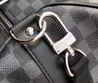 Сумка дорожная кожаная Louis Vuitton KeepAll черно-серая 50x28