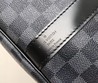 Сумка дорожная кожаная Louis Vuitton KeepAll черно-серая 50x28