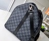 Сумка дорожная кожаная Louis Vuitton KeepAll черно-серая 50x28
