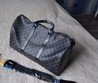 Сумка дорожная кожаная Louis Vuitton KeepAll черно-серая 55х30