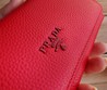 Кошелек кожаный Prada красный 19х10