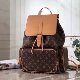 Женский кожаный рюкзак Louis Vuitton коричневый