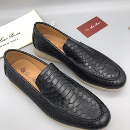 Кожаные мужские лоферы Loro Piana черные