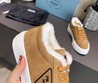 Женские зимние кроссовки Prada коричневые