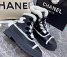 Кожаные женские зимние ботинки Chanel черные