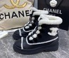 Кожаные женские зимние ботинки Chanel черные