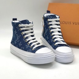 Кожаные высокие кеды Louis Vuitton Stellar синие