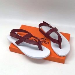 Женские кожаные сандалии Hermes бордо