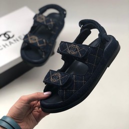 Женские сандалии замшевые Chanel черные