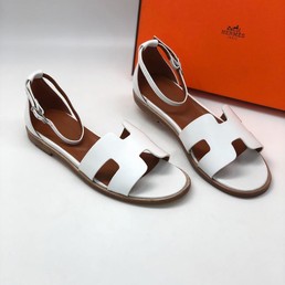Женские кожаные сандалии Hermes Santorini белые