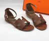 Женские кожаные сандалии Hermes Santorini коричневые