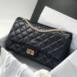 Кожаная сумка Chanel 2.55 состаренная кожа теленка черная
