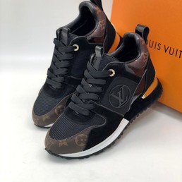 Кожаные кеды Louis Vuitton Run Away черные с коричневым
