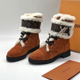 Ботинки зимние Louis Vuitton коричневые замша