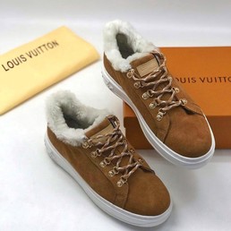Кроссовки Louis Vuitton женские коричневые с подкладкой из овчины
