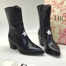 Ботильоны Christian Dior черные кожаные