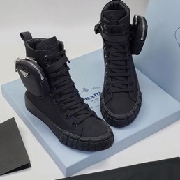 Кеды высокие Prada черные нейлон