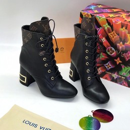 Женские ботильоны Louis Vuitton Bliss кожа телёнка и канва monogram черные