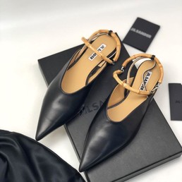 Балетки Jil Sander кожаные черные с бамбуковым браслетом