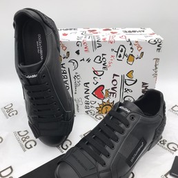 Мужские кожаные кроссовки Dolce & Gabbana new collection 2021-2022 черные