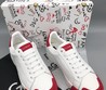 Мужские кожаные кроссовки Dolce & Gabbana new collection 2020-2021 белые с красным