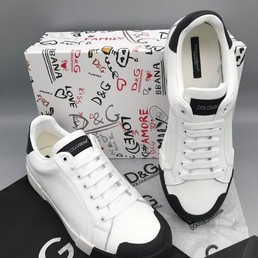 Мужские кожаные кроссовки Dolce & Gabbana new collection 2020-2021 белые с черным
