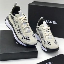 Женские кроссовки Chanel серые замшевые