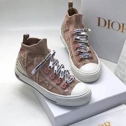 Женские высокие кеды Christian Dior сетка нюдового цвета с узором Cannage