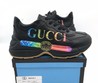 Мужские кожаные кроссовки Gucci черные Premium