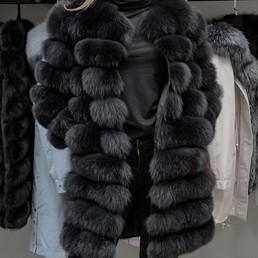 Шуба-трансформер из песца 4 в 1 (Темный графит)