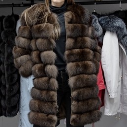 Шуба-трансформер из песца 4 в 1 (Темный соболь)