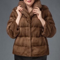 Норковая шуба с английским воротником 70см (Орех)